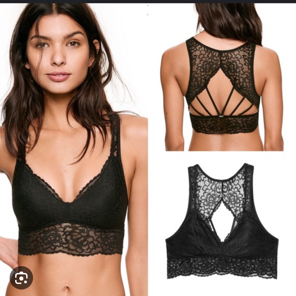 Vs Pink Lace Strappy Back Bralette